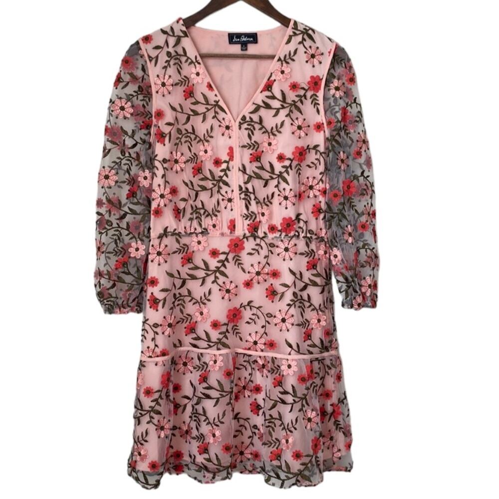 Sam Edelman Embroidered Floral Dress Pink Sz 6